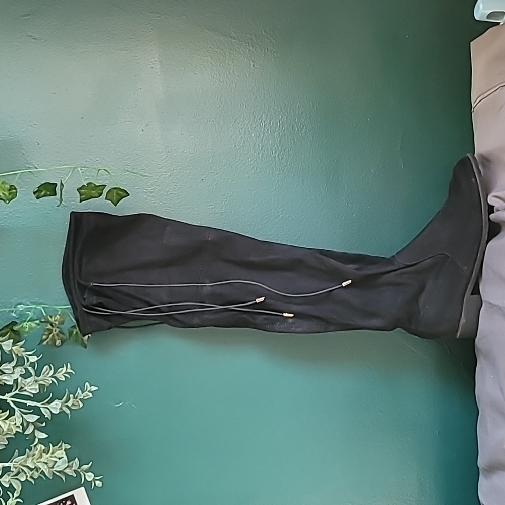 Wet seal over the knee boots with ties